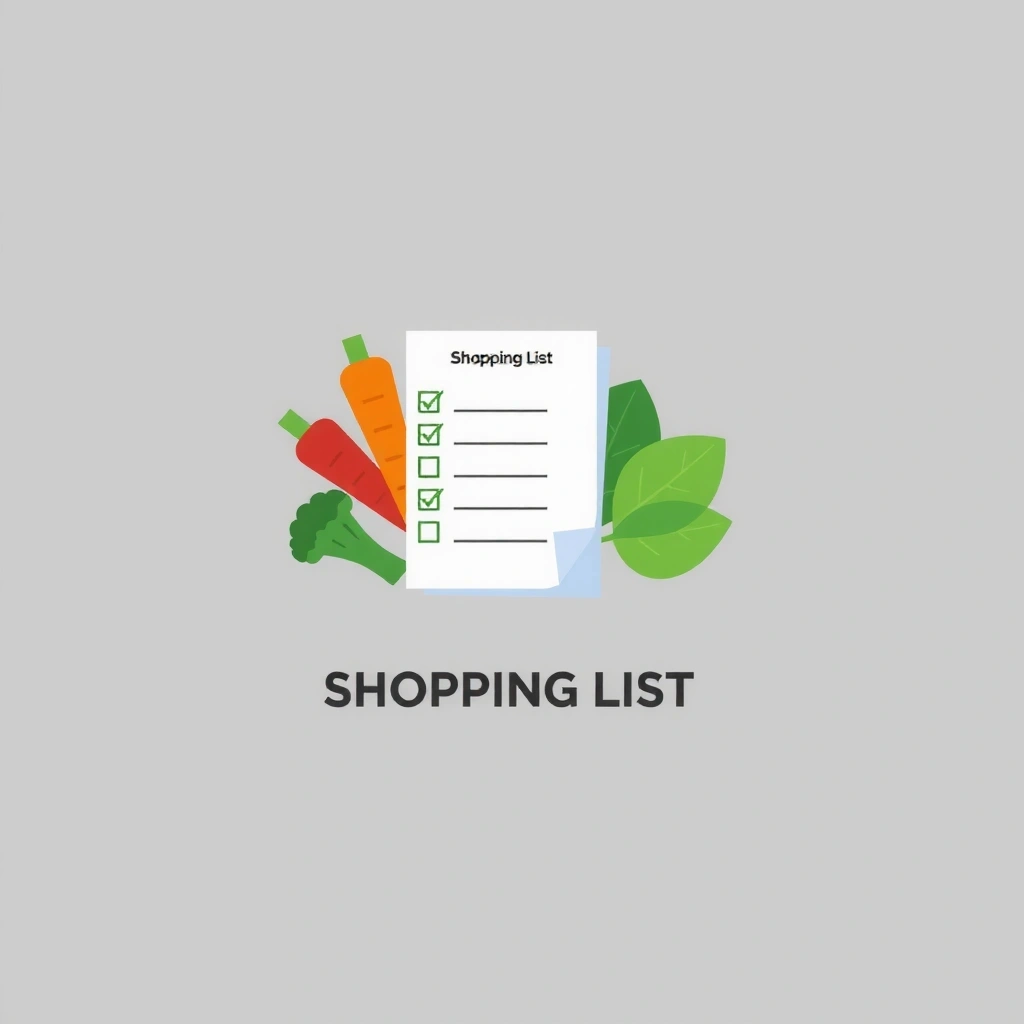 Immagine di una lista della spesa con verdure fresche