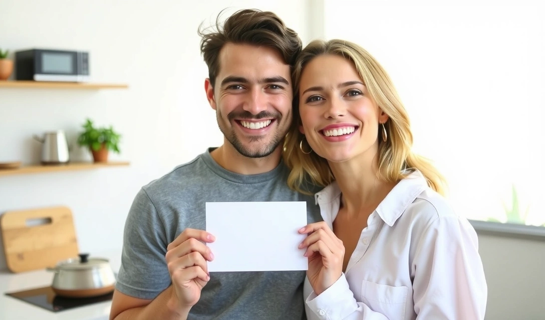 Coppia sorridente che celebra il successo della dieta